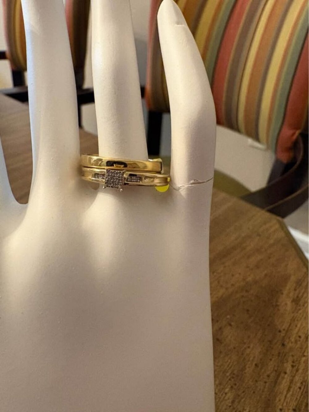 Silver 925 and 0.05 CT Natural Diamond Ring Set Size 7